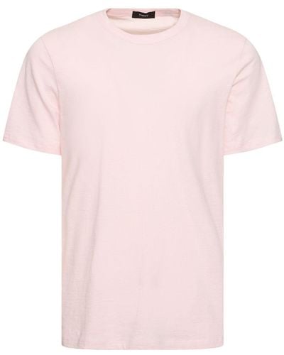 Theory Luxe Cotton Short Sleeve T-shirt - Pink