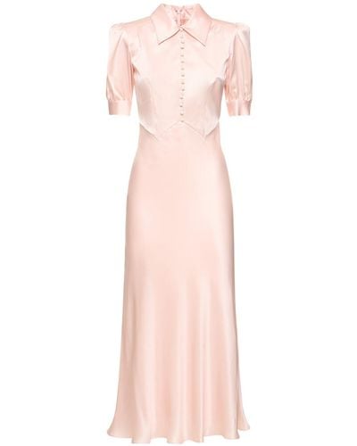 Alessandra Rich Silk Midi Dress - Pink
