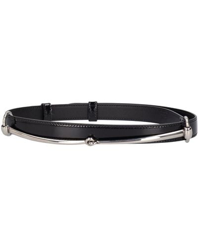 Gucci 20mm Slim Horsebit Patent Leather Belt - Weiß