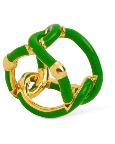 Bottega Veneta Ring Aus Goldfarbenem Silber Und Emaille - Grün