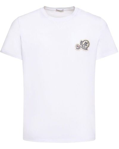 Moncler T-Shirt aus Baumwoll-Jersey mit Logoapplikation - Weiß