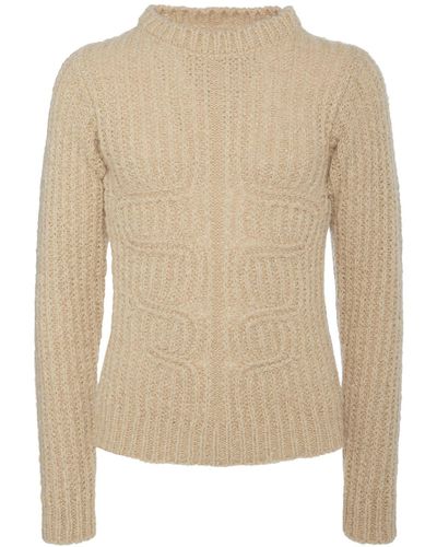DSquared² Sweater Aus Gerippter Wollmischung - Natur