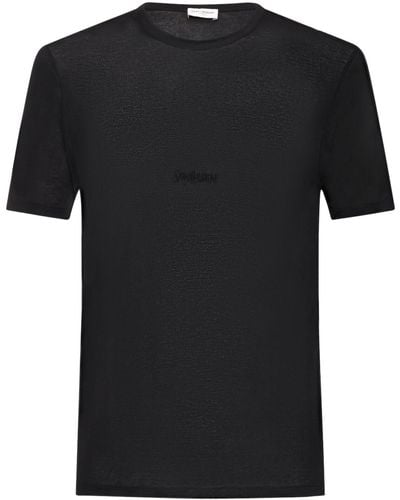 Saint Laurent T-shirt old school in viscosa - Nero