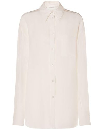 Sportmax Rovigo Silk Crepe Long Sleeve Shirt - Natural