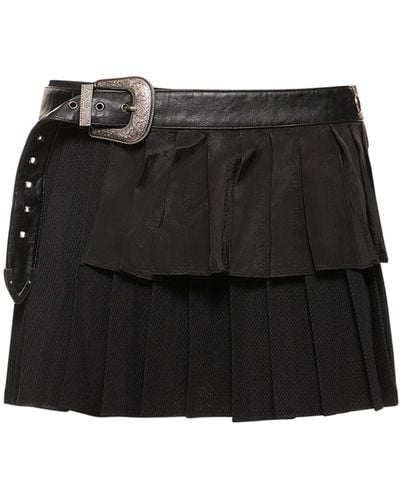 ANDERSSON BELL Birdie Wool Double Pleated Mini Skirt - Black