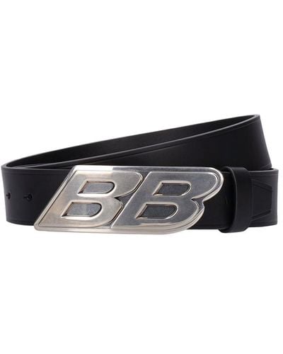 Balenciaga 3.5Cm Bb Moto Leather Belt - White