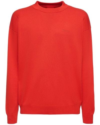 Ferrari Logo Cotton & Silk Knit Sweater - Red