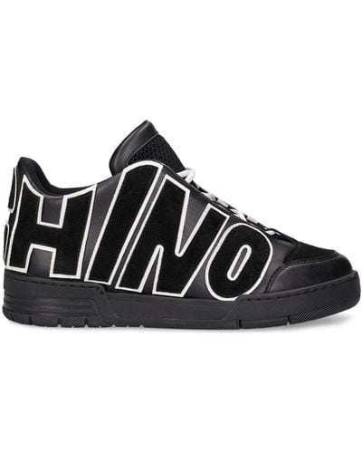 Moschino Sneakers mid top in pelle con logo - Nero