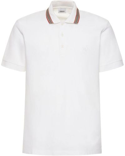 Burberry Polo jersey de coton piqué à rayures Icon Walton - Blanc
