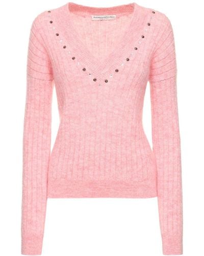 Alessandra Rich Sweater Aus Mohairmischstrick - Pink
