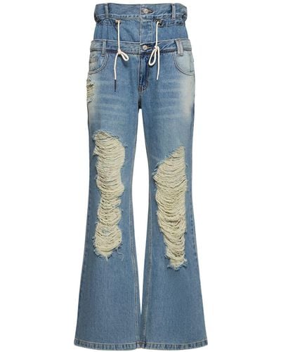 ANDERSSON BELL Beria String Double Waist Cotton Jeans - Blue