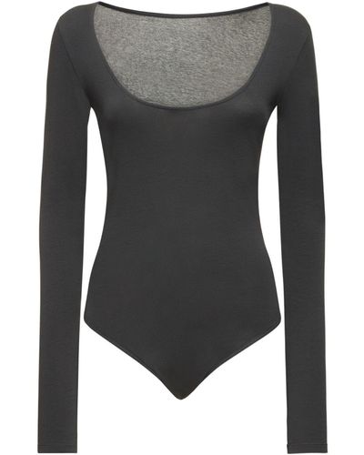 Lemaire Long Sleeve Stretch Cotton Bodysuit - Grey