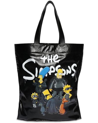 Balenciaga Tote Bag En Cuir Et Tissu Tech The Simpsons Tm - Noir