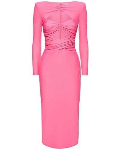Self-Portrait Stretch Jersey Midi Cutout Dress - Pink