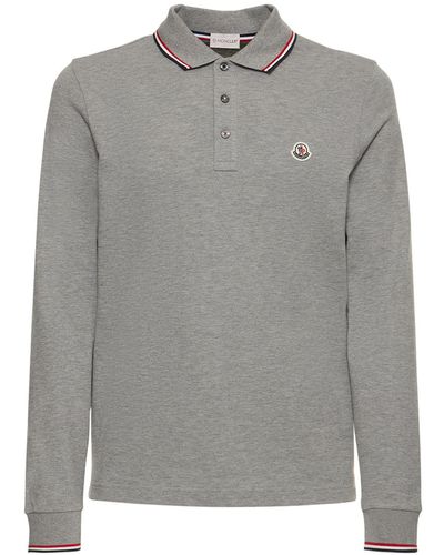 Moncler Long Sleeve Polo Shirt Grey - Grigio