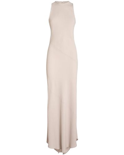 Ami Paris Viscose Blend Sleeveless Long Dress - White