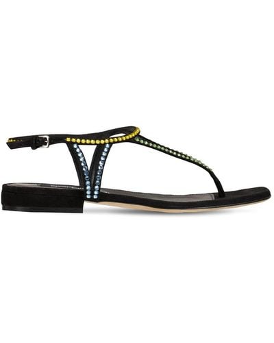 Sergio Rossi 10mm Godiva Embellished Suede Sandals - Black