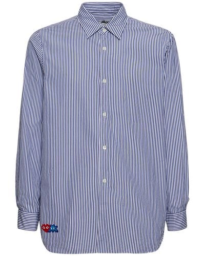 COMME DES GARÇONS PLAY Striped Cotton Shirt W/ Logo - Blue