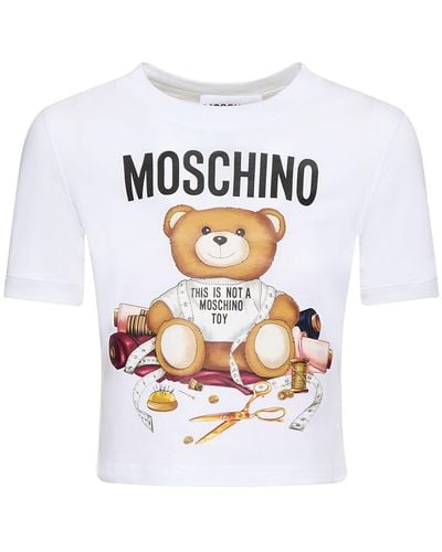 Moschino コットンジャージークロップドtシャツ - ホワイト