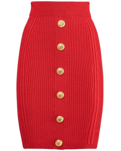 Balmain Viscose Knit Skirt - Red