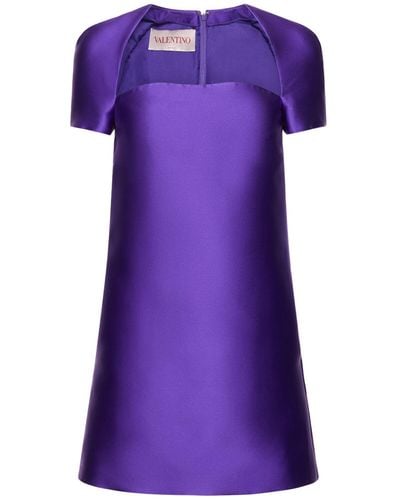 Valentino Square Neck Duchesse Mini Dress - Purple