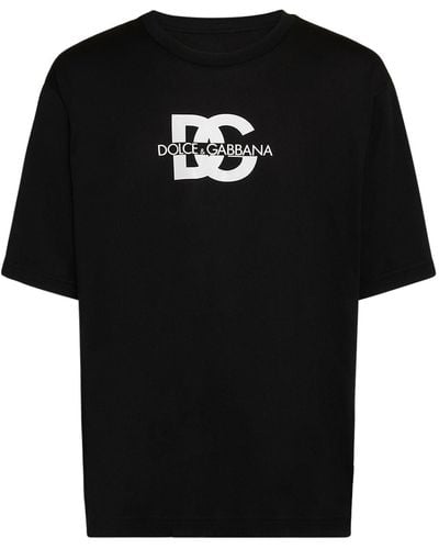 Dolce & Gabbana T-shirt Aus Baumwolljersey Mit Logo - Schwarz
