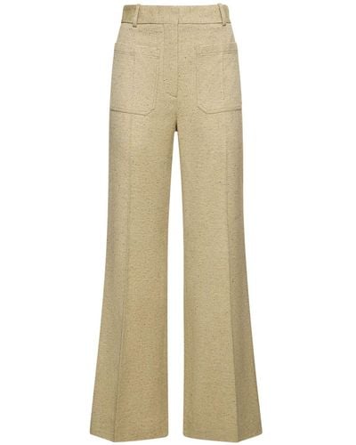Victoria Beckham Alina Wool Blend Trousers - Natural