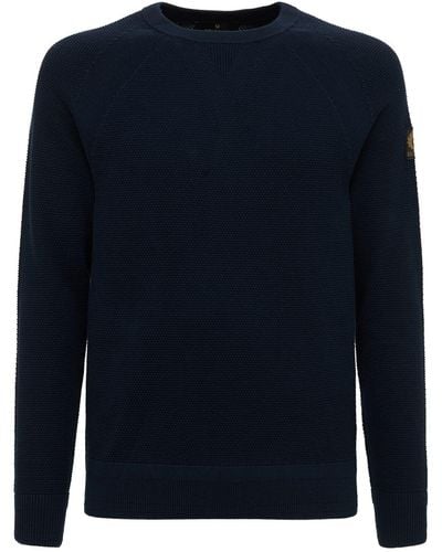 Belstaff Sweater Aus Seiden- & Baumwollstrick - Blau