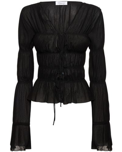 Blumarine Camisa de viscosa transparente fruncida - Negro