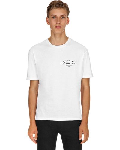 Dior T-Shirt En Jersey De Coton Imprimé "Atelier" - Blanc