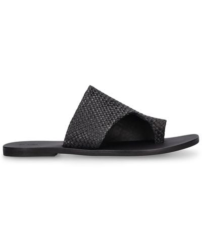 St. Agni 25mm Woven Abstract Leather Sandals - Black