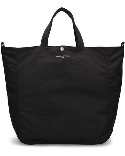 Comme des Garçons Cotton & Nylon Logo Tote Bag - Black