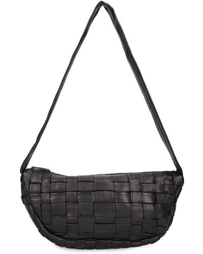 St. Agni Crescent Textured Leather Shoulder Bag - Black