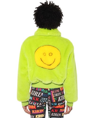 Kirin Smile Faux Fur Jacket - Yellow