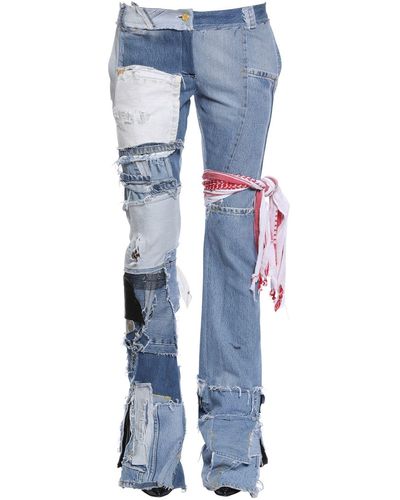 Ronald Van Der Kemp Jeans In Denim Patchwork - Blu