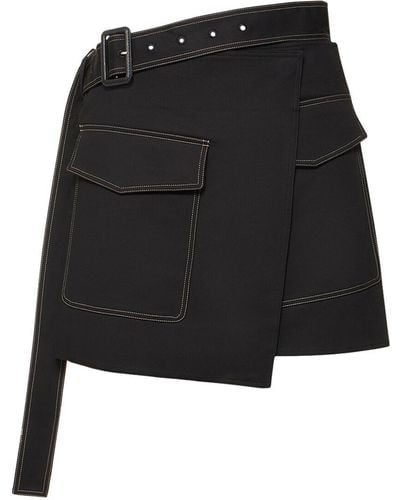 Helmut Lang Trench stretch cotton mini wrap skirt - Negro