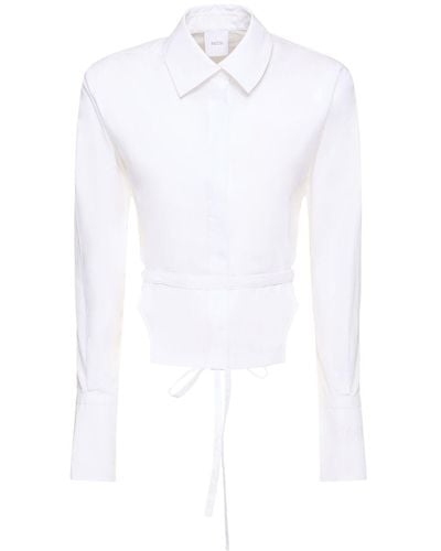 Patou Cotton Poplin Shirt W/ Self-tie Waist - White