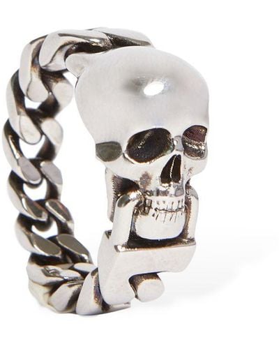 Alexander McQueen Skull Chain Brass Ring - Metallic