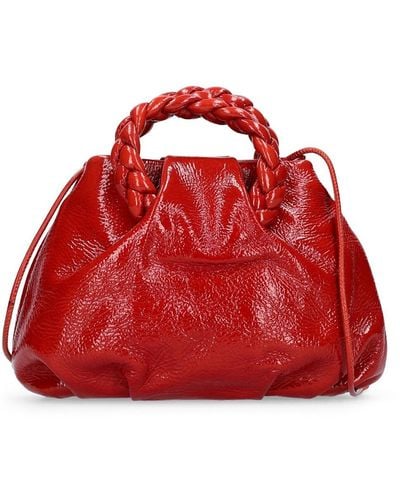 Hereu Bombon Crinkled Leather Top Handle Bag - Red