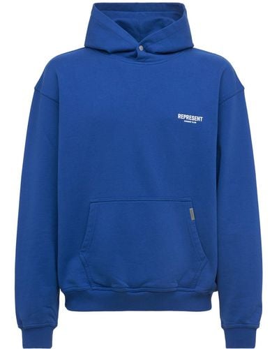 Represent Owners Club Logo Cotton Hoodie - Blue