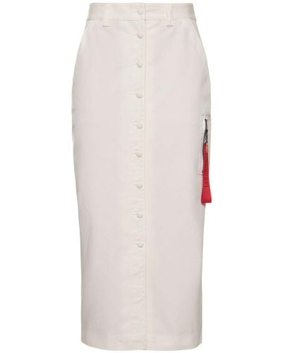 Ferrari Buttoned Cotton Midi Skirt - White