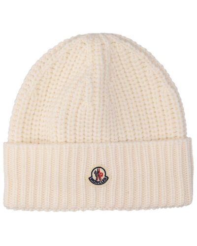 Moncler Tricot Wool Hat - Natural