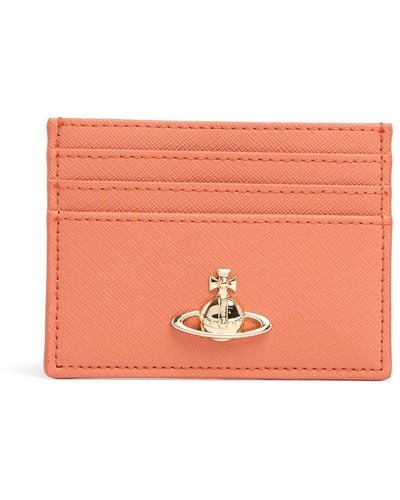 Vivienne Westwood Porta carte di credito in pelle saffiano - Arancione