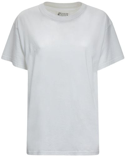 Maison Margiela T-shirt en jersey de coton à logo - Blanc