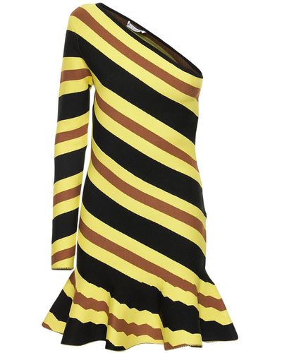 JW Anderson Striped One-shoulder Mini Dress - Yellow