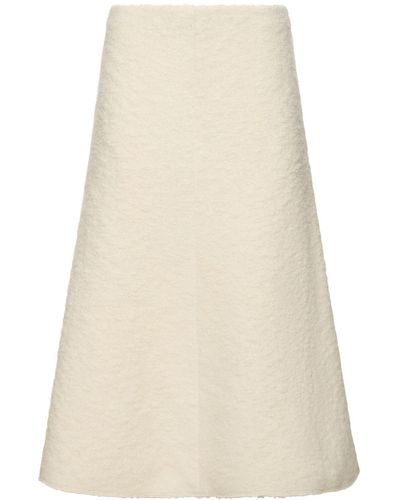 Chloé Boiled Wool Blend Bouclé Midi Skirt - Natural