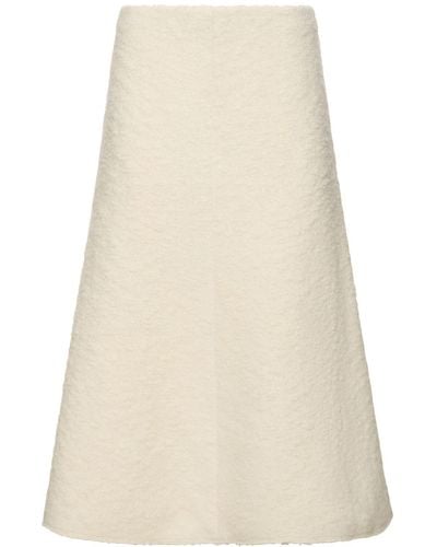 Chloé Boiled Wool Blend Bouclé Midi Skirt - Natural