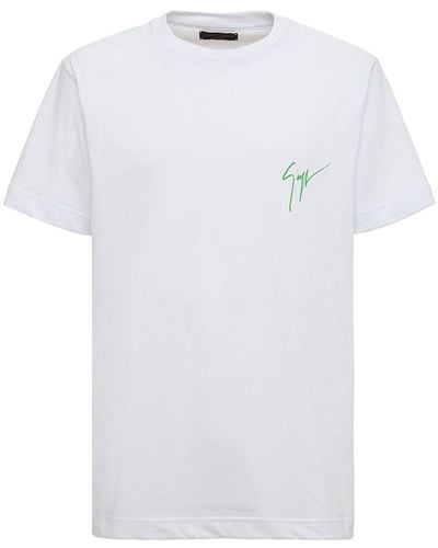 Giuseppe Zanotti Signaturbesticktes T-shirt Aus Baumwolle - Weiß