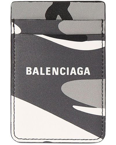 Balenciaga Everyday Camo Leather Magnet Card Holder - Gray