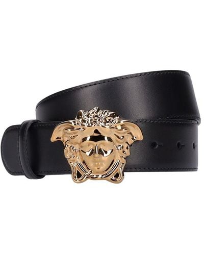 Versace 4cm Medusa Leather Belt - Black